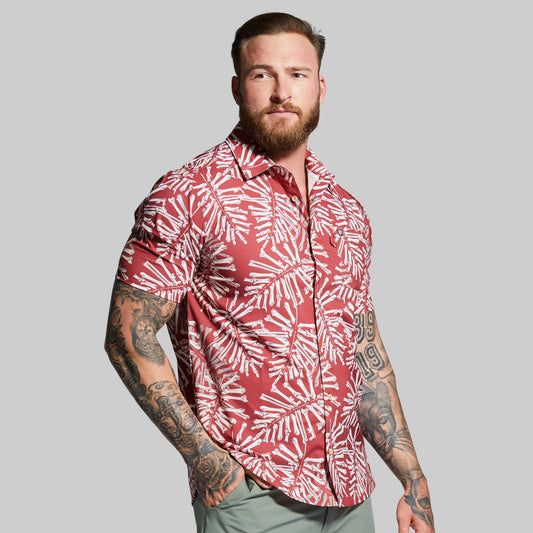 Voyager Button Up (Earth Red Bone Palm)