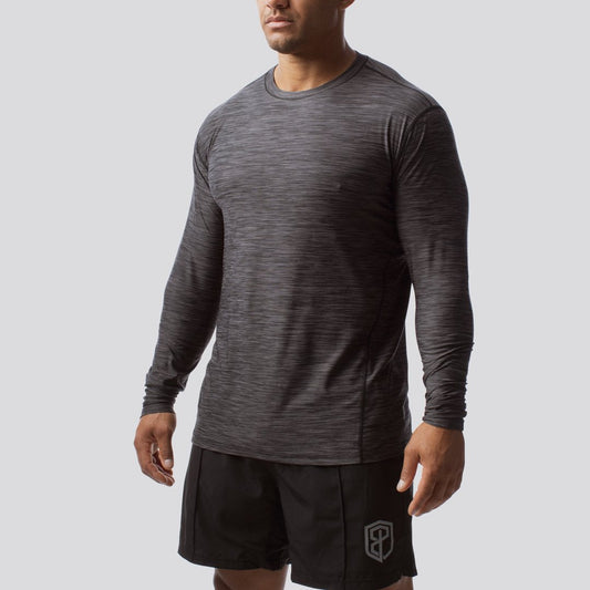 Athleisure Long Sleeve Crew (Heather Black)