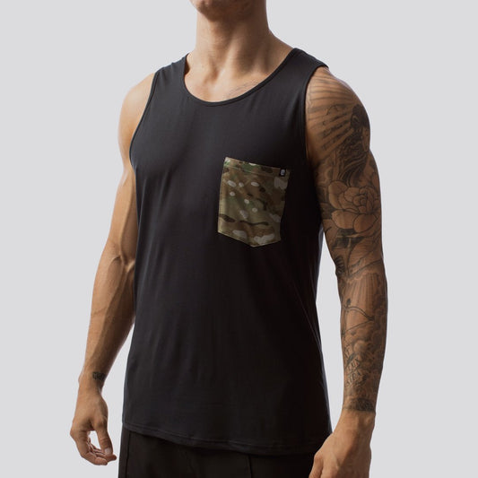 Athleisure Pocket Tank (Black-Multicam)