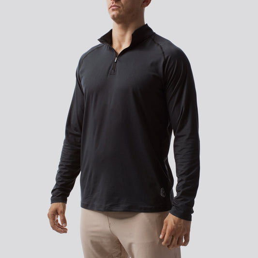 Men's Zip Neck Athleisure Long Sleeve (Black)