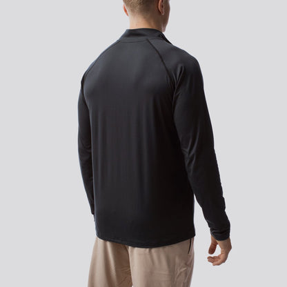 Men's Zip Neck Athleisure Long Sleeve (Black)