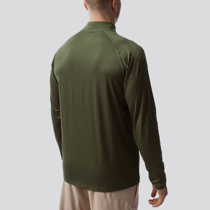 Men's Zip Neck Athleisure Long Sleeve (Tactical Green)