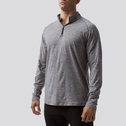 Men's Zip Neck Athleisure Long Sleeve (Heather Grey)