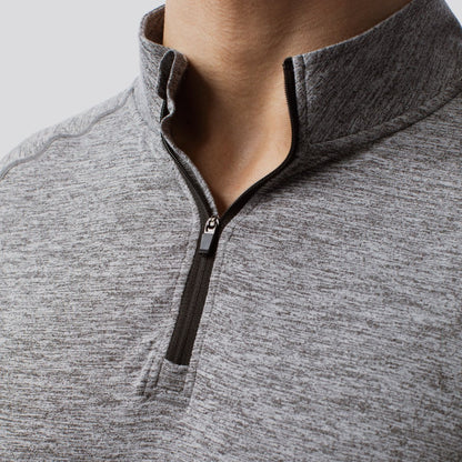 Men's Zip Neck Athleisure Long Sleeve (Heather Grey)