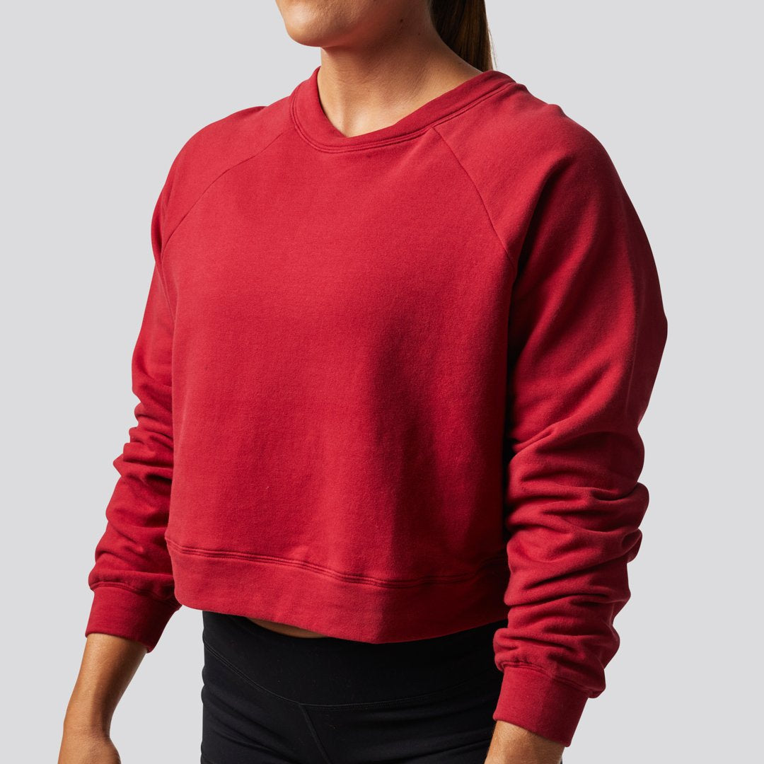 Unmatched Cropped Crew Sweatshirt (Wine)