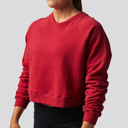 Unmatched Cropped Crew Sweatshirt (Wine)