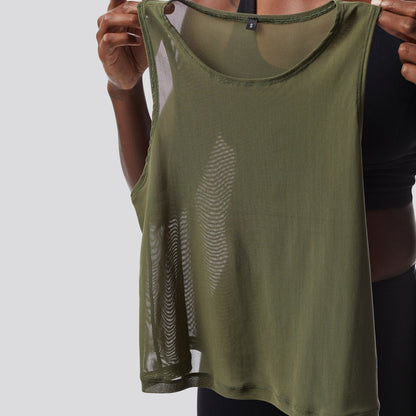 Strong Is Beautiful Mesh Tank (Tactical Green)
