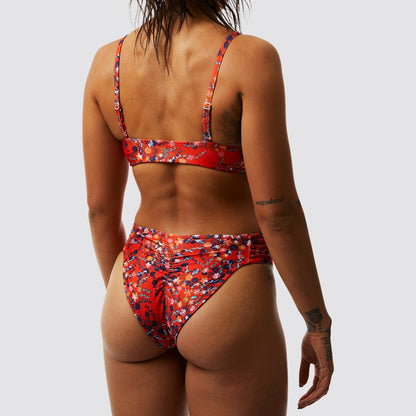 Tidal Bikini Bottom (Reversible Fiery Floral with Navy)