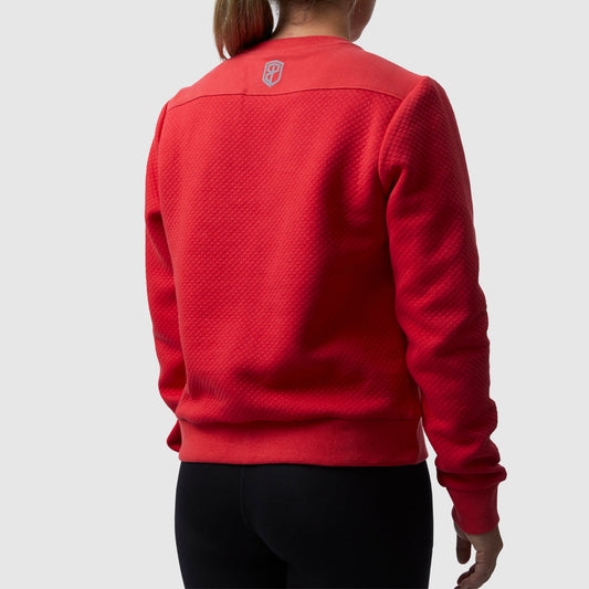 Women's Waffle Crewneck Pullover (Lava)