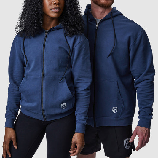 Zip Up Unmatched Unisex Hoodie (Navy)