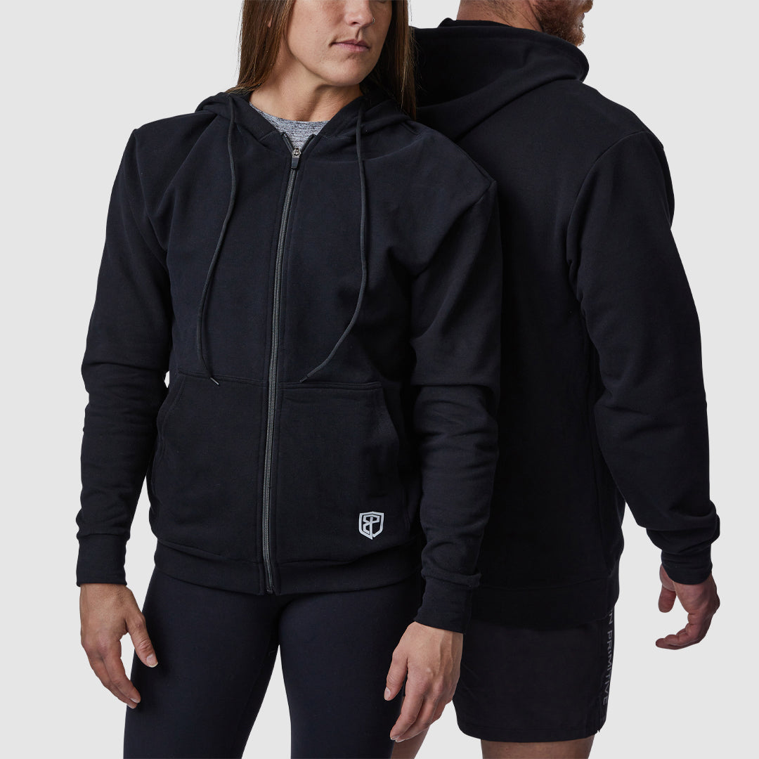 Zip Up Unmatched Unisex Hoodie (Black)