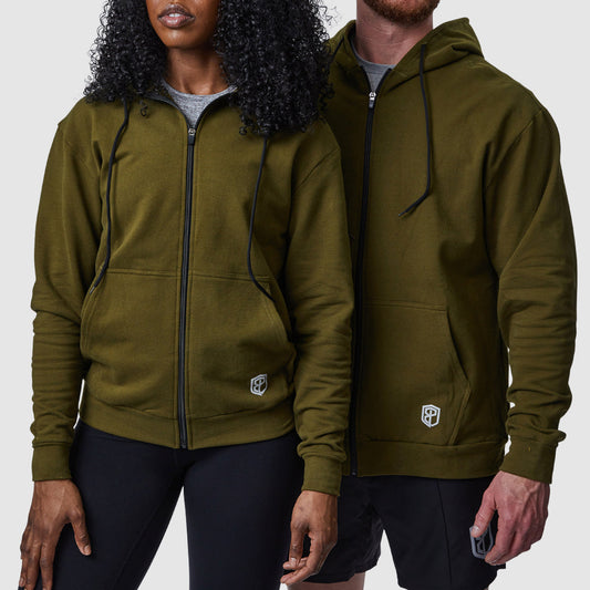 Zip Up Unmatched Unisex Hoodie (Tactical Green)