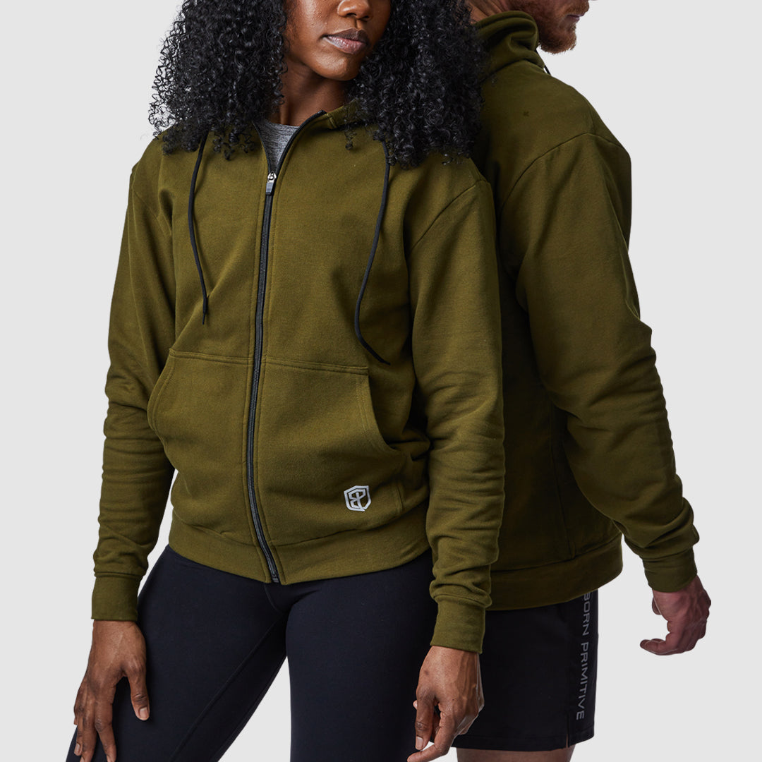 Zip Up Unmatched Unisex Hoodie (Tactical Green)