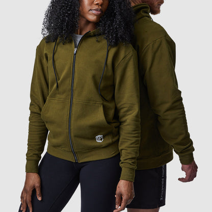 Zip Up Unmatched Unisex Hoodie (Tactical Green)
