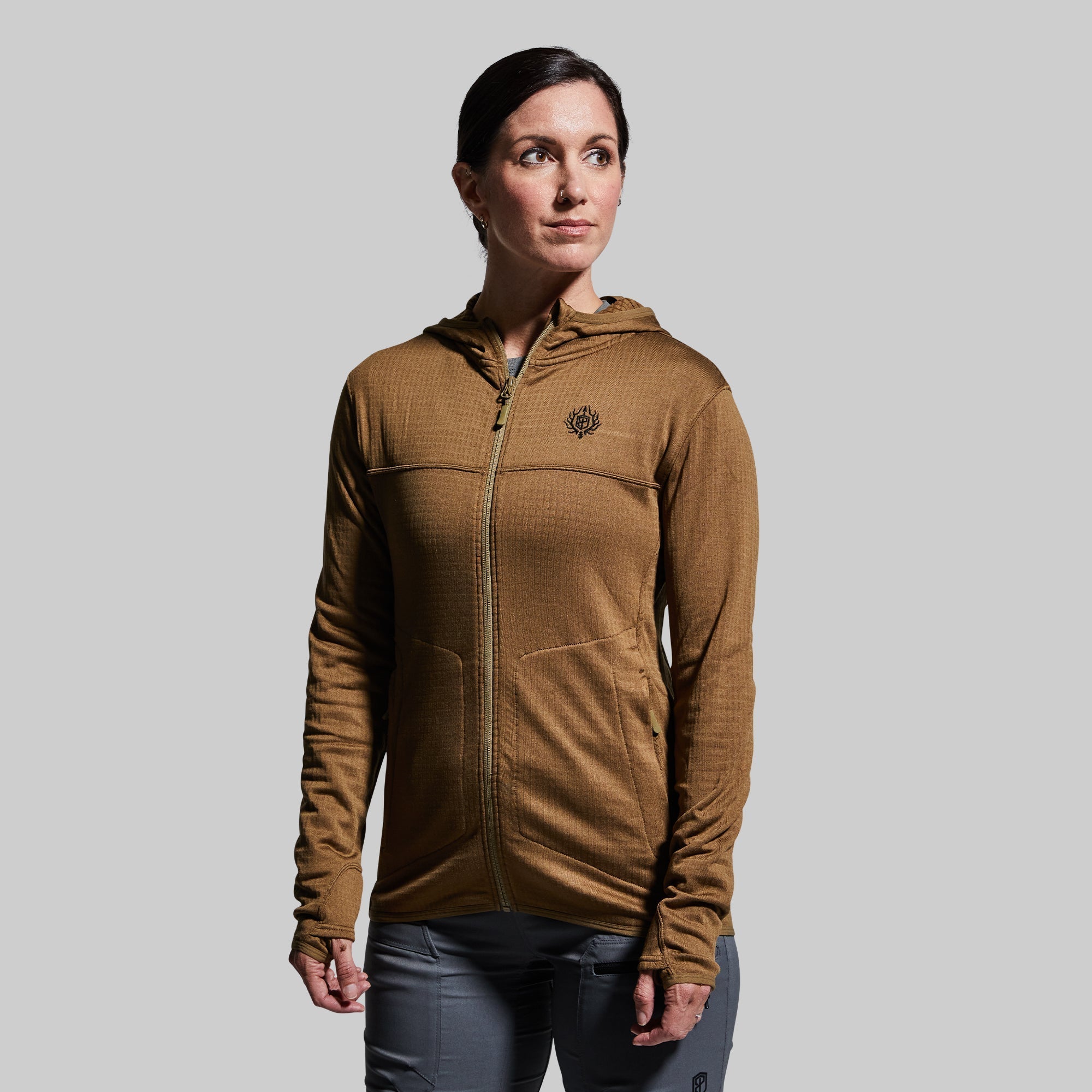 Women s Quiver Full Zip Hoodie Coyote Brown X Small