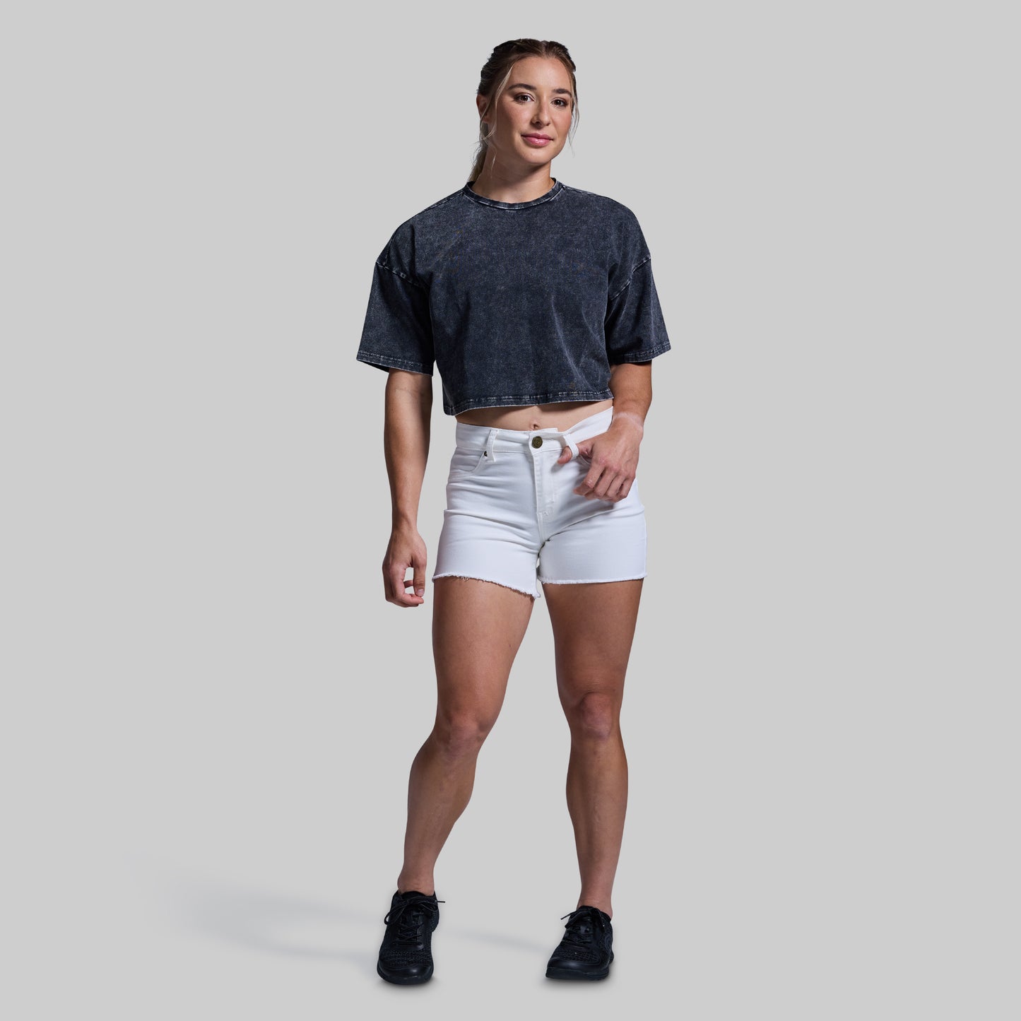 Training Crop Tee 2.0 (Washed Black)