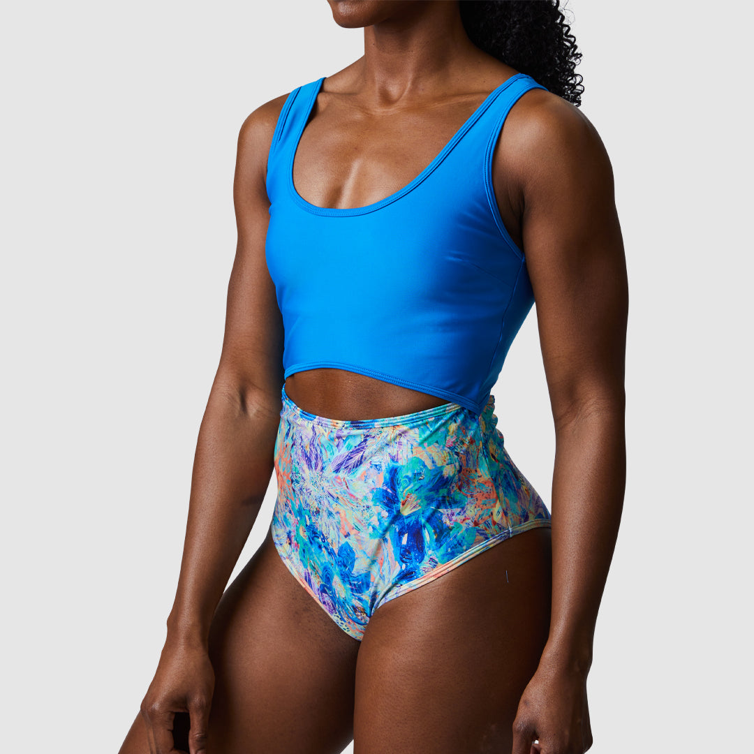 Riptide One Piece Swimsuit (Bright Blue/Iridescent Iris)