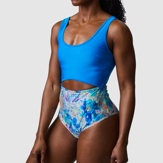 Riptide One Piece Swimsuit (Bright Blue/Iridescent Iris)